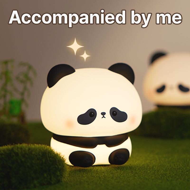 Cute Panda Design Silicone Table Night Light for Summer, Cartoon Animal Shaped USB Rechargeable LED Lights for Bedroom, Room Lights, Decorative Desk Eye Protection Lamp for Bedroom,?Indoor Lighting