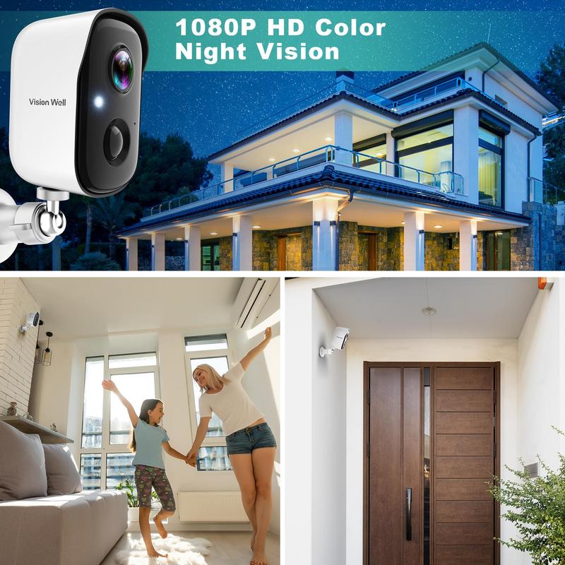 Vision Well Wireless Security Camera for Home with 1080p HD WiFi Spotlight, AI Siren Color Night Vision 2-Way Talk and SD Cloud Storage