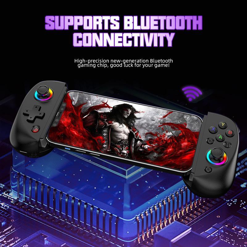 BSP-D8 Wireless Game Controller, 1 Set Dual Hall Flexible RGB Controller, Streaming Gamepad for Tablet Android PS4 Switch PC Joystick