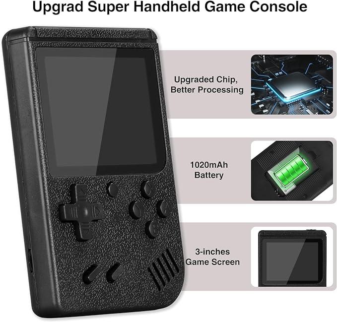 2024 Newly Retro Handheld Game Console, Mini Arcade Machines Built-in 400 Classical FC Games, Portable Handheld Video Games, Boys Gameboy Console Support TV Output , Christmas New Year Gift for Kids