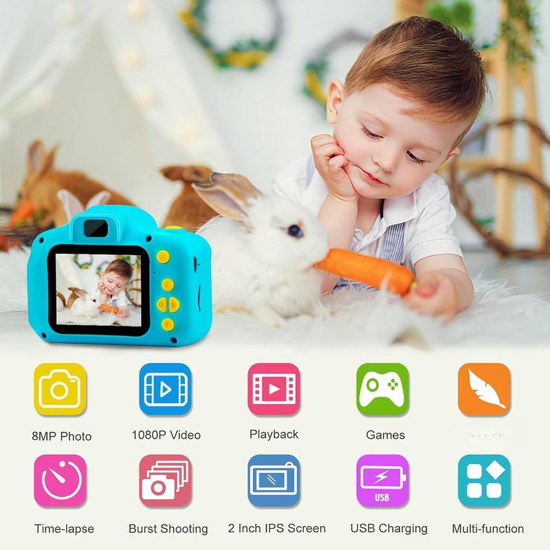 Camera Boys Toy - Camera for  Boys Birthday Gifts 3 4 5 6 7 8 9 Year Old Children Toy Toddler Video Digital Camcorder IPS 2 Inch(No sd Card)