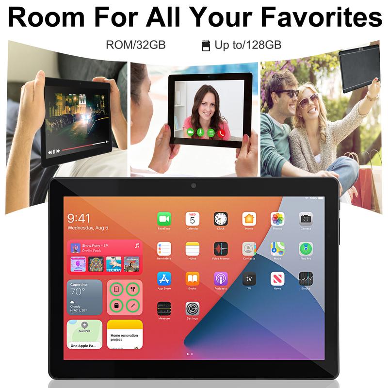 Tablet 10 inch Android Tablet PC, 32GB ROM 128GB Expand , 1280*800 IPS HD Screen, Quad-Core, Bluetooth, WiFi, 3G Phone Call, Dual Sim Card, Black