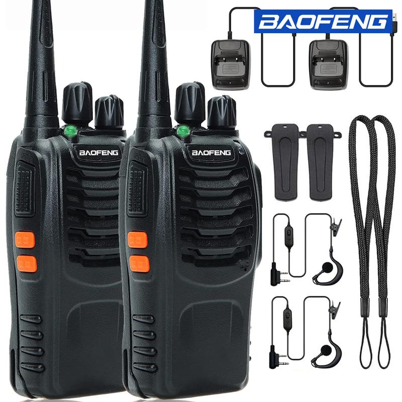 Baofeng Walkie Talkies 888S Rechargeable Long Range with Earpieces for Adults, 16 Channel Professional Radio Handheld Two Way Radios Li-ion Battery and Charger Included Audio Charging Remote Remote