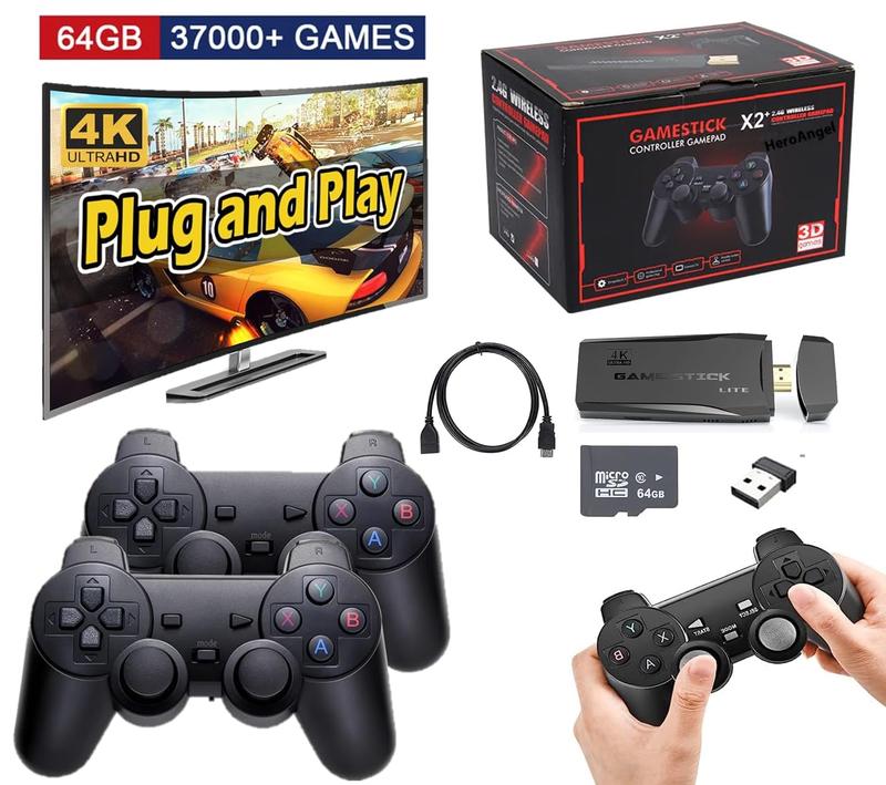 X2 4K Retro Game Stick, HD Home Video Game Console with 2 Wireless Controllers, HDMI Output, 20000+ Built-in Games (64GB) limited time