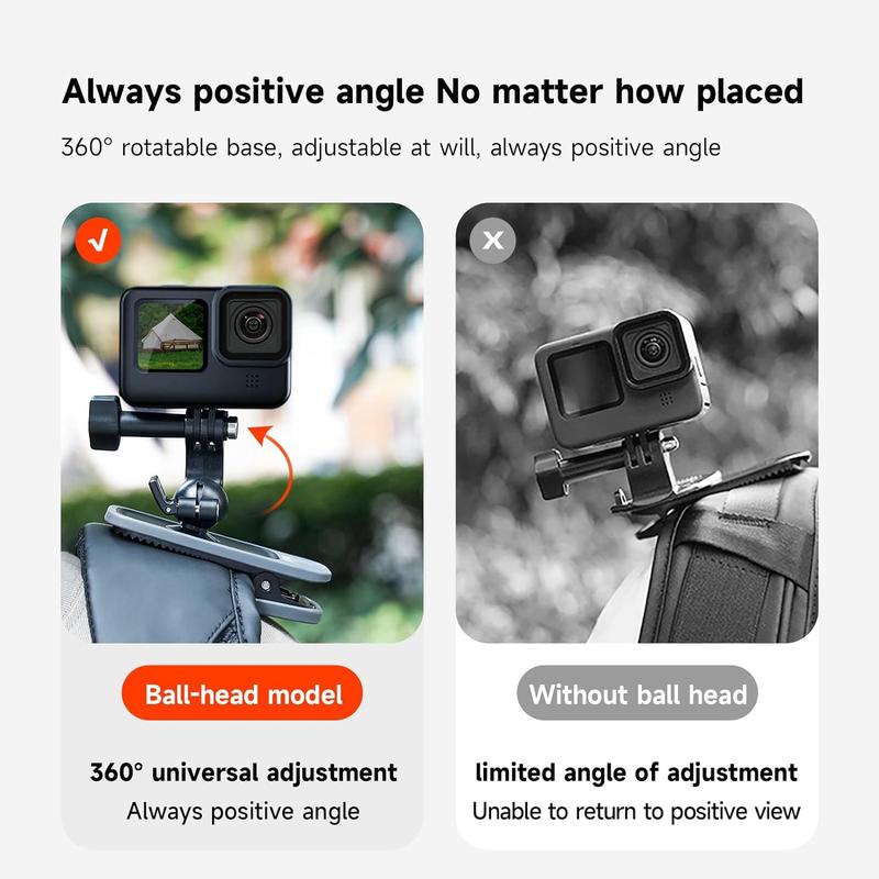 TELESIN Magnetic Mount Backpack Clip with Phone Holder for GoPro (Compatible with GoPro 13, 12, 11, 10, 9, 8, 7, Insta360 X3, Go3, Ace Pro, DJI Action, Action 5 Pro，4，3,  Pocket 3） - Bike & Motorcycle Accessory