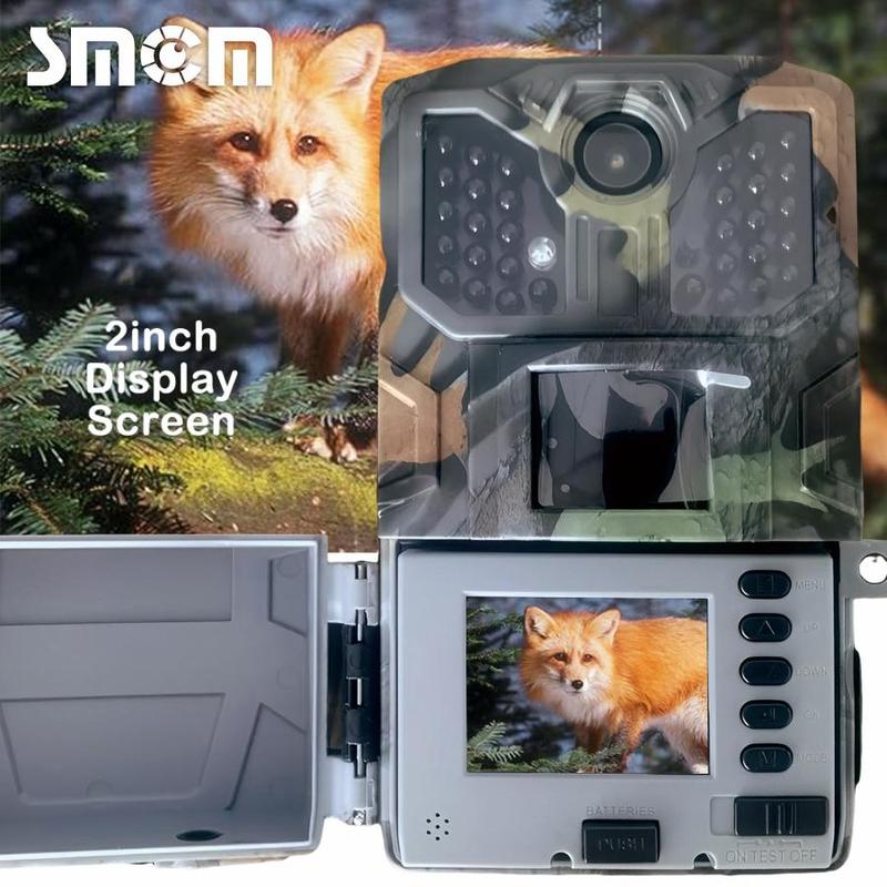 SMCM 1080P Outdoor Hunting Camera, 2.0-inch TFT-LCD Color Display Screen Camera with Infrared Lights, PIR Sensing Camera with 32G Card for Courtyard Farm