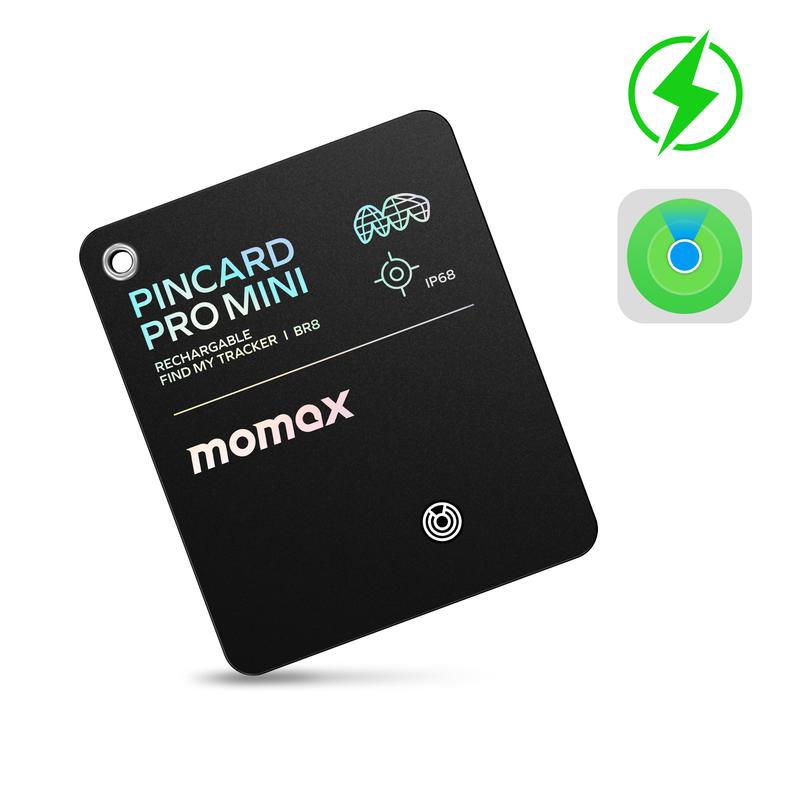 MOMAX Rechargeable Bluetooth Tracker, Apple Find My, Key Finder Waterproof, Smart Tracking Tag for Keys, Bags, Luggage,Wallet and More GPS