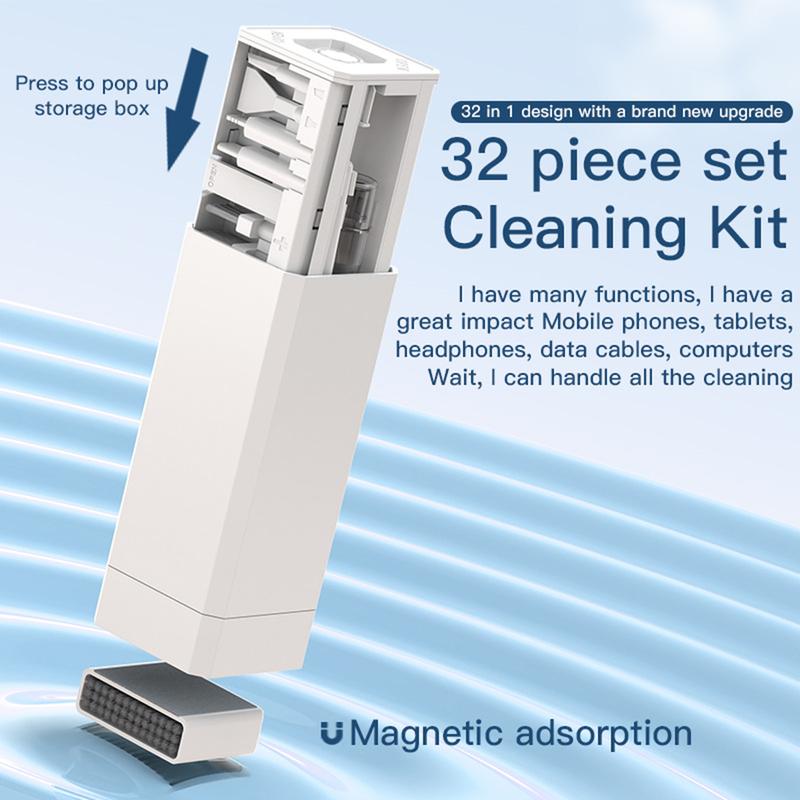 32 in 1 Cleaning Kit for iPhone, Keyboard Cleaner Kit, Cleaner Kit for AirPods, with Switch Game Card Storage Slot, Electronics Cleaning Tools for Earbuds, iPad, Camera, MacBook, Phone Charging Port Dust Removal Kit, Cleaning Brush, Smartphone Accessories