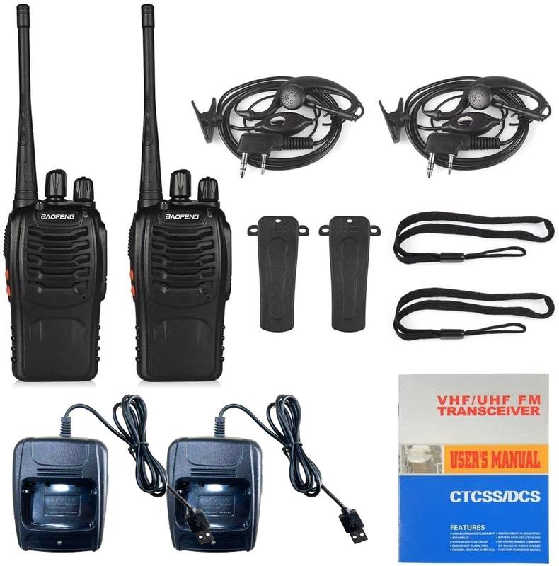 Baofeng Walkie Talkies 888S Rechargeable Long Range with Earpieces for Adults, 16 Channel Professional Radio Handheld Two Way Radios Li-ion Battery and Charger Included Audio Charging Remote Remote