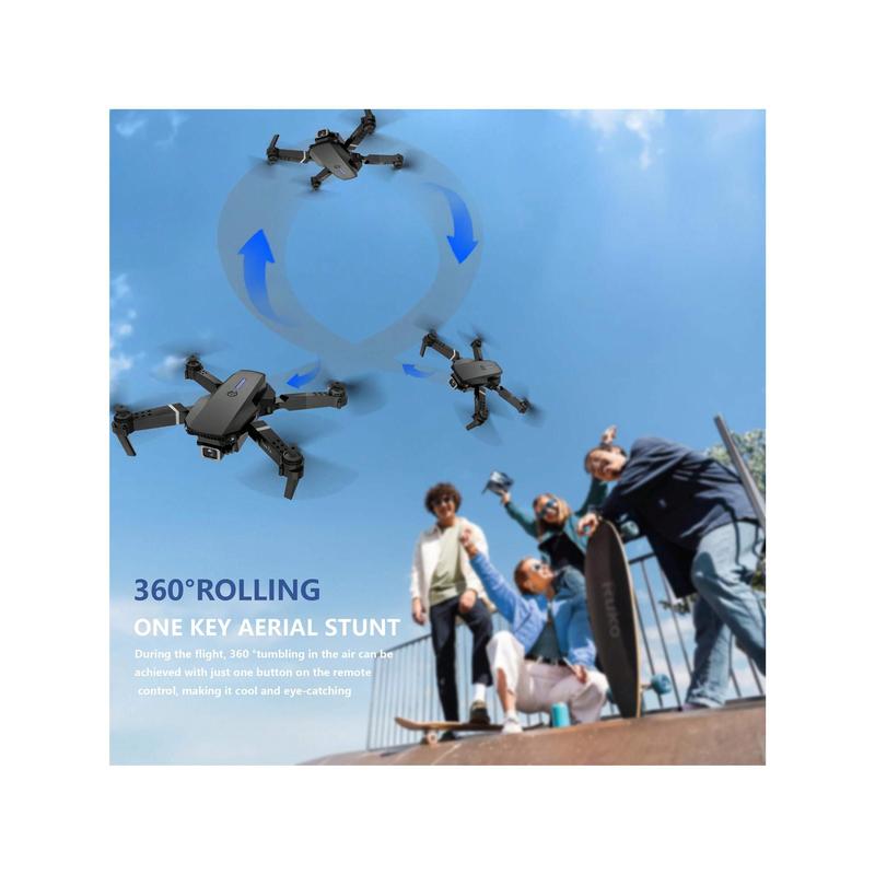 E88 Pro Drone With Dual Camera, WiFi FPV Double Folding RC Quadcopter Altitude Hold, Remote Control Toy For Beginner Men's Gift Indoor Outdoor Drone Christmas, Halloween, Thanksgiving Gift Accessories