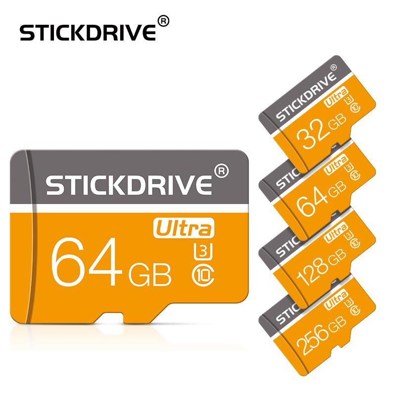 StickDrive Micro TF SD Card (1 Count), 16GB 32GB 64GB 128GB U3 Class 10 Memory Card, Flash TF Cards for SD Adapter, Camera Accessories