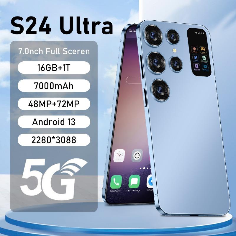 2024 New S24Ultra Global Edition Face ID 7.0-inch HD Large Screen Smartphone 4G 5G Phone 3GB+16GB Phone 7000mAh Large Battery Android Phone