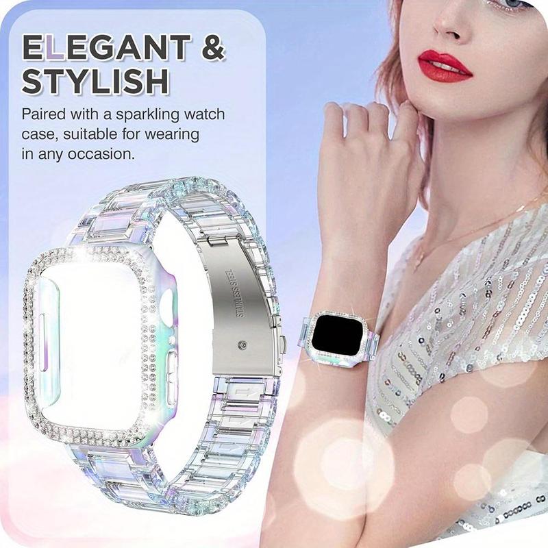 Watch Band & Watch Case Set, 1 Count Rhinestone Decor Watch Band & Watch Case, Wearable Accessories Compatible with iWatch Series Ultra SE 9 8 7 6 5 4 3 2 1