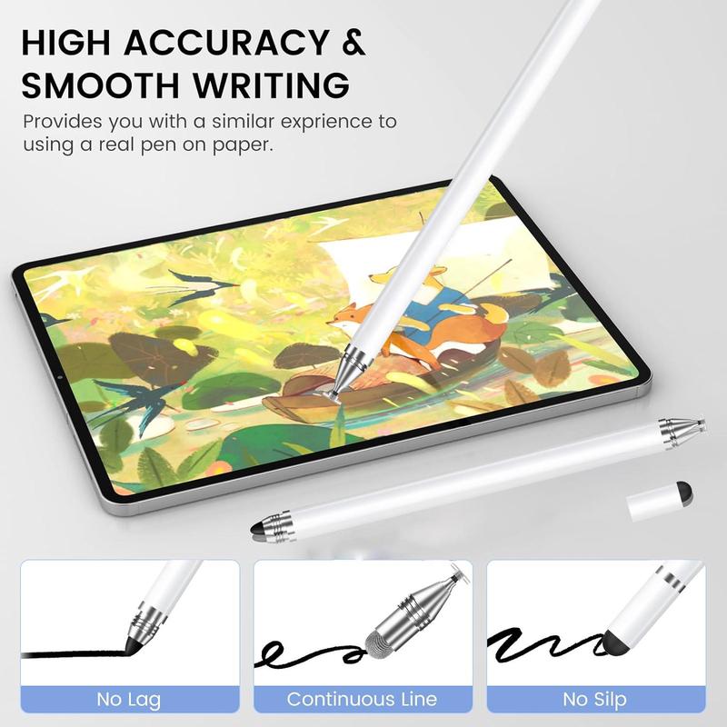 4-in-1 Stylus Pen, Universal Touch Screen Pen with 4 Replaceable Nibs, Portable Phone & Tablet Stylus for iPhone & Android & All Capacitive Touch Screens