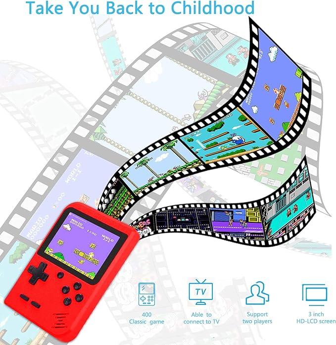 2024 Newly Retro Handheld Game Console, Mini Arcade Machines Built-in 400 Classical FC Games, Portable Handheld Video Games, Boys Gameboy Console Support TV Output , Christmas New Year Gift for Kids