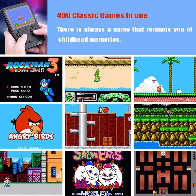 2024 Newly Retro Handheld Game Console, Mini Arcade Machines Built-in 400 Classical FC Games, Portable Handheld Video Games, Boys Gameboy Console Support TV Output , Christmas New Year Gift for Kids