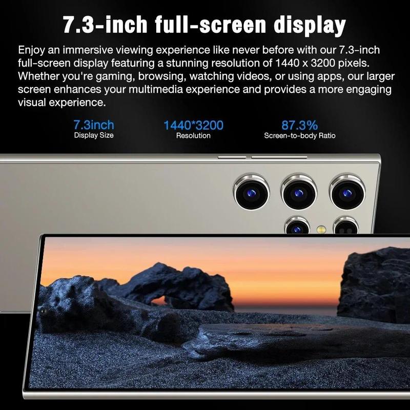 2024newUnlocked versionNEW S26 Ultra Smartphone 7.3inch HD 5G Snapdragon 8Gen3 16GB+1TB Android 14 8000mAh 70+108MP Mobile phone Face Recognition Camera Card Charging Communication Device Flash Game Memory Rear Protection