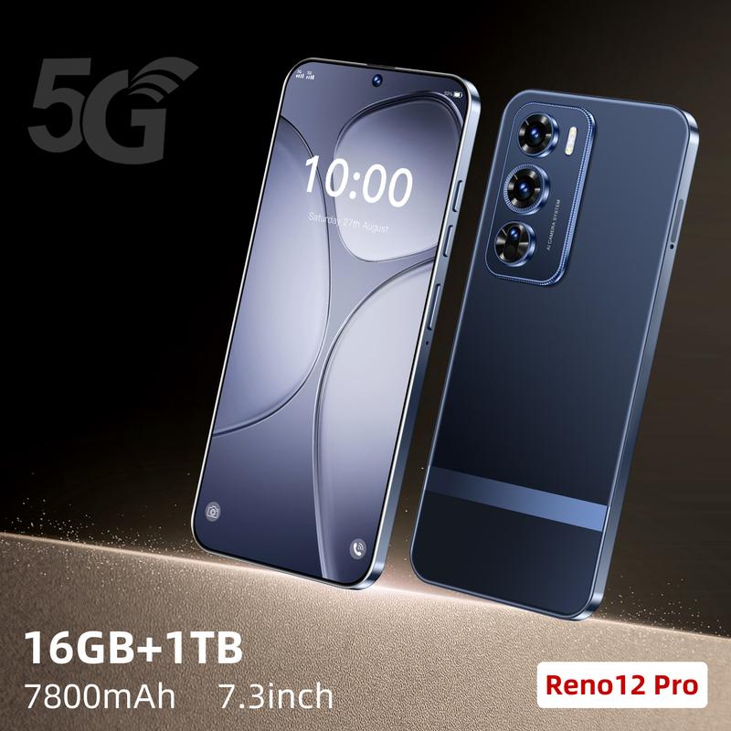 2025NEW2024 new R12 PRO mobile phone 5G global universal 7.3-inch ultra large screen 16GB+1TB Android 14 Christmas gifts, friends, family