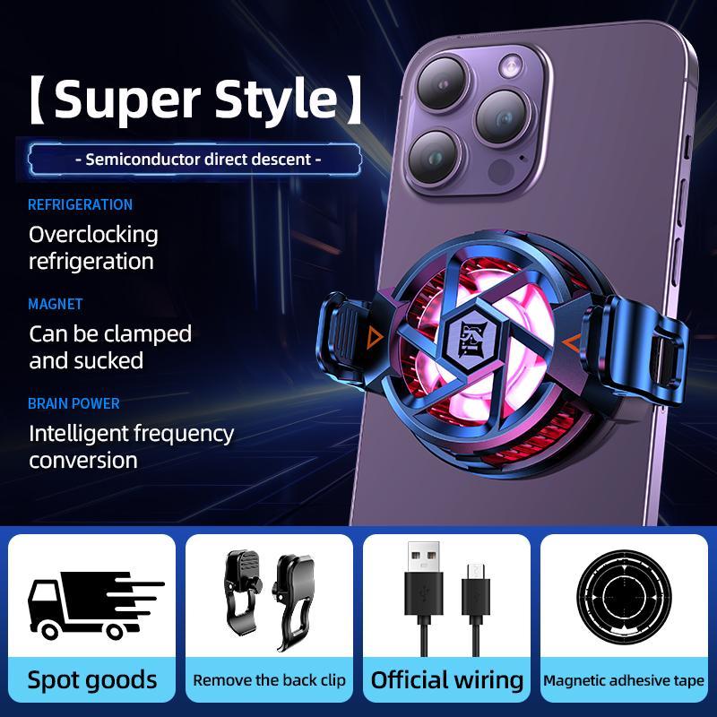 2 in 1 Magnetic Suction Phone Back Clip Cooler, Portable Phone Game Cooler, Phone Accessories for iOS Android Cooling Fan