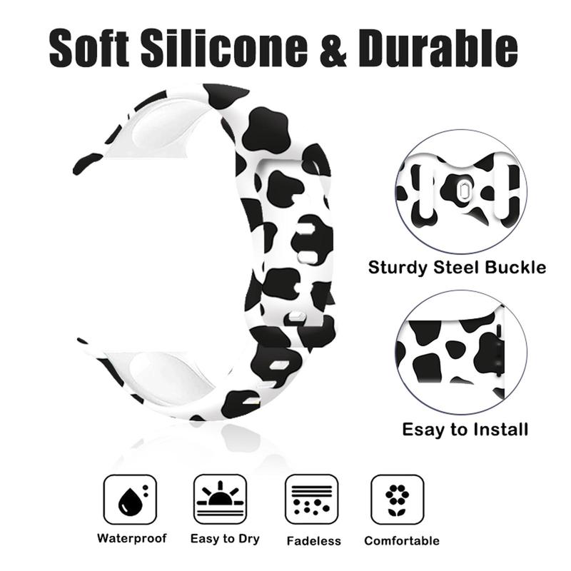 Cow Print Silicone Smart Watch Band, Fashionable Watch Band for Women & Men, Wearable Accessories Compatible with iWatch Series