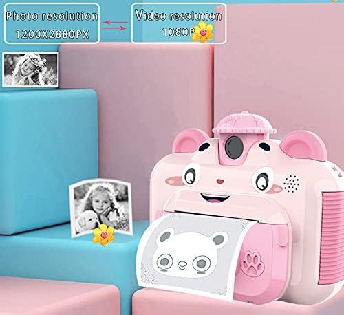 Instant Printing Camera for  with Color Pens-  Selfie Camera. Image and Video Recorder, 12MP Photo Shooting, 180-Degree Rotating Feature. Gift for Ages 5, 6, 7, 8, 9, 10 (Pink)