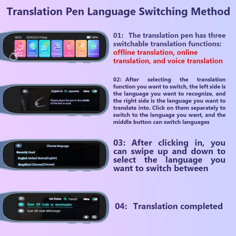 Intelligent Translation Pen, Rechargeable Multifunctional Online Scanning Translation Pen, Instantly Translated Pen, Digital Products, 134 Languages Translation Pen for Travel, Business, Study, Ideal Gift Choice