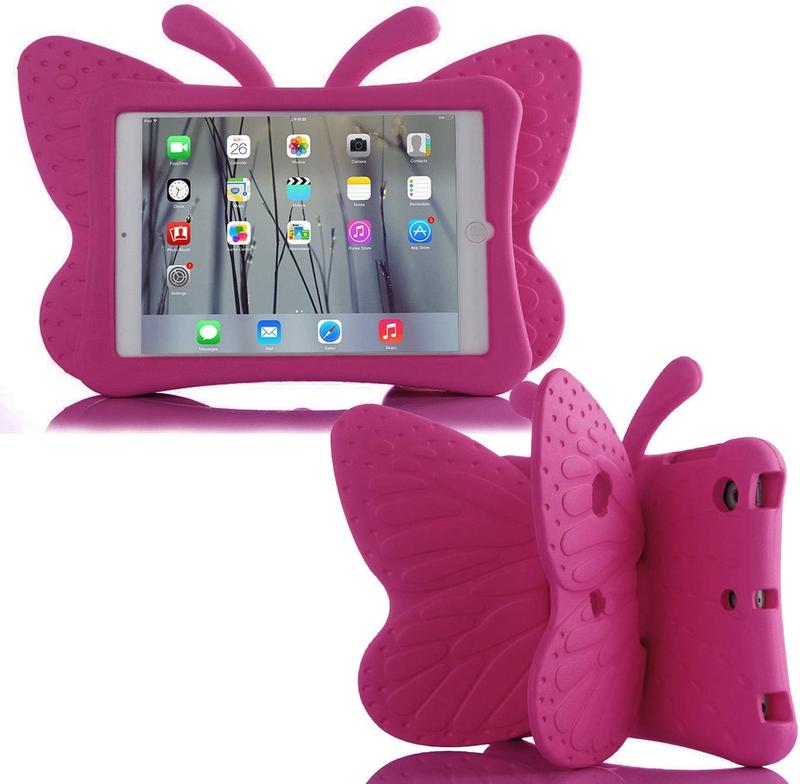 iPad 7 8 9 10.2  Case 3D Cute Butterfly 10.2 inch ipad 9th 8th Generation Tablet Case for  Girls Light Weight EVA  Stand Shockproof Rugged Heavy Duty  Friendly iPad Cover Rose