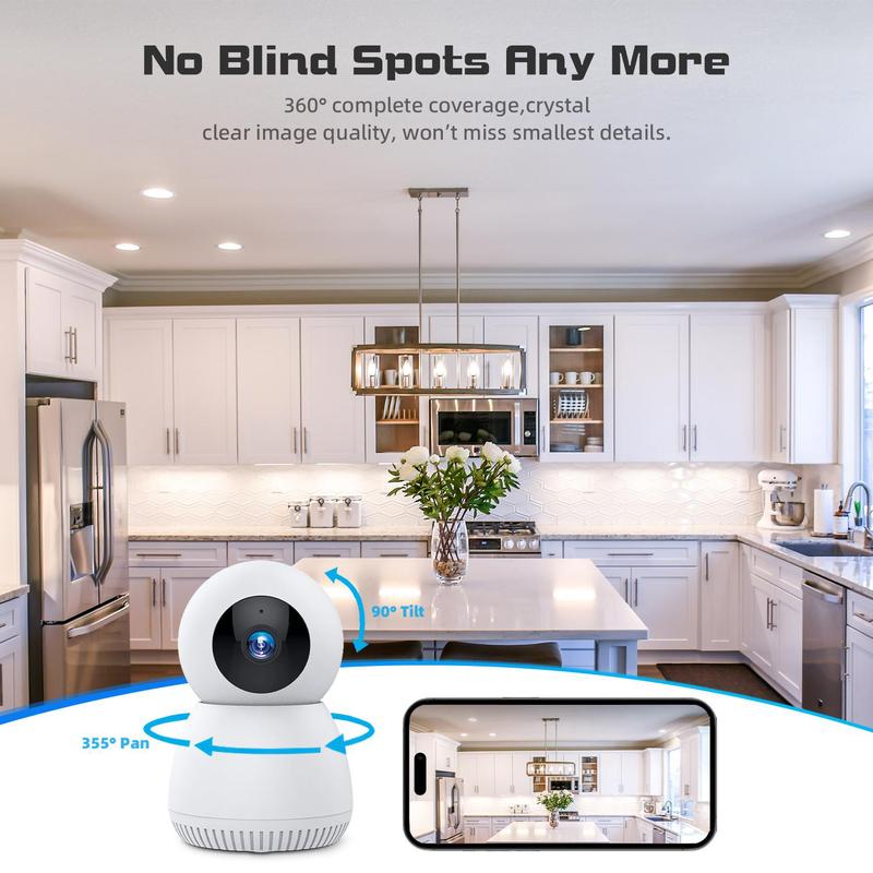 Noahtec Security Camera Snowman with 355° Pan Tilt, 2MP, Night Vision, and Human Pet Motion Detection