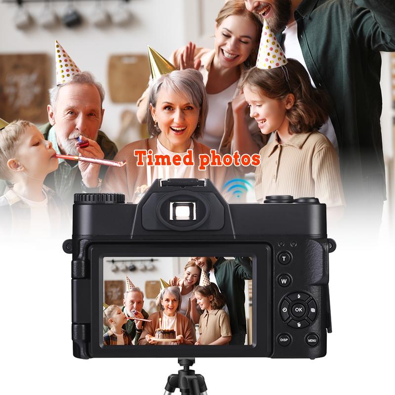 4K Digital Camera, 48 Million Megapixel Vlog Camera with 3.0 Inch 180 ° Flip Screen, Compact Camera, 16x Digital Zoom, WiFi Function, Autofocus, GB TF Card, 1 One Wide Angle Lens and 1 Battery