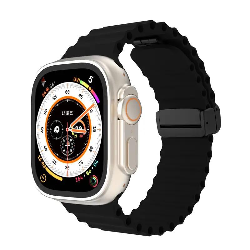 Ocean for Apple Watch Ultra Band 49mm 45mm 44mm 40mm 41mm 38mm Magnetic Strap Silicone correa Bracelet iWatch Series 9 8 7 6 SE