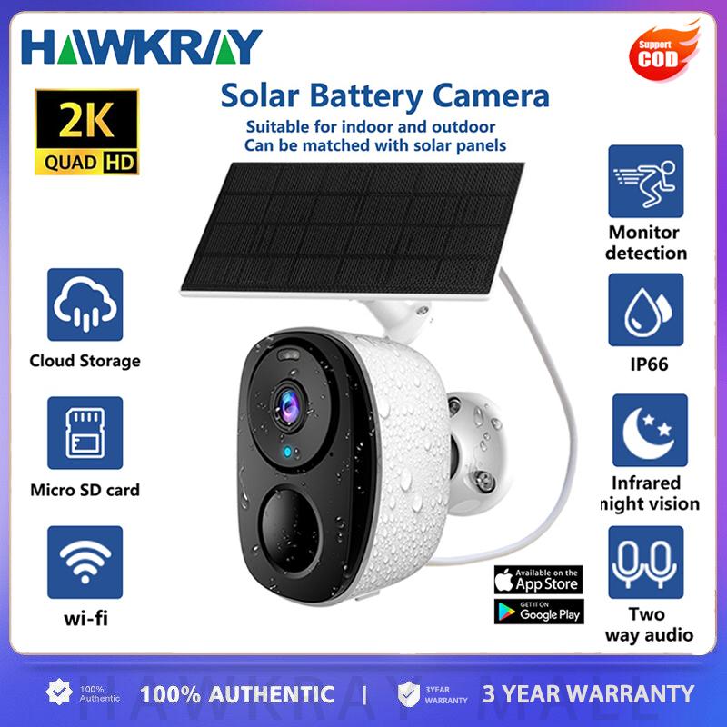 Outdoor CCTV Security CameraWireless WIFI Solar Panel 3MP IP Camera Rechargeable Battery PIR Human Detection