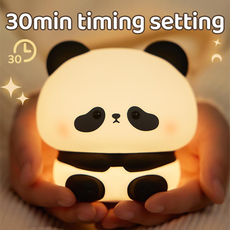 Cute Panda Design Silicone Table Night Light for Summer, Cartoon Animal Shaped USB Rechargeable LED Lights for Bedroom, Room Lights, Decorative Desk Eye Protection Lamp for Bedroom,?Indoor Lighting