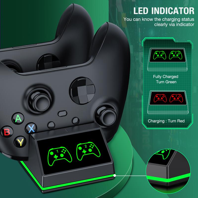 Controller Charger Station with 2x4320mWh Rechargeable Battery Pack for Xbox Series X S Controller, Xbox Controller Battery Pack for Xbox One Controller Charging Dock