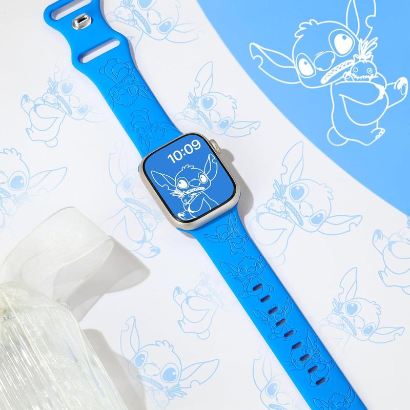 New Releases-Compatible with Silicone Sport Apple Watch Bands for Women Men 44mm 45mm 49mm 42mm,Cute Anime Engraved Adjustable iWatch Bands for Apple Watch Series 9 SE 8 7 6 5 4 3 2 1 Ultra 2 1 Band(Blue)