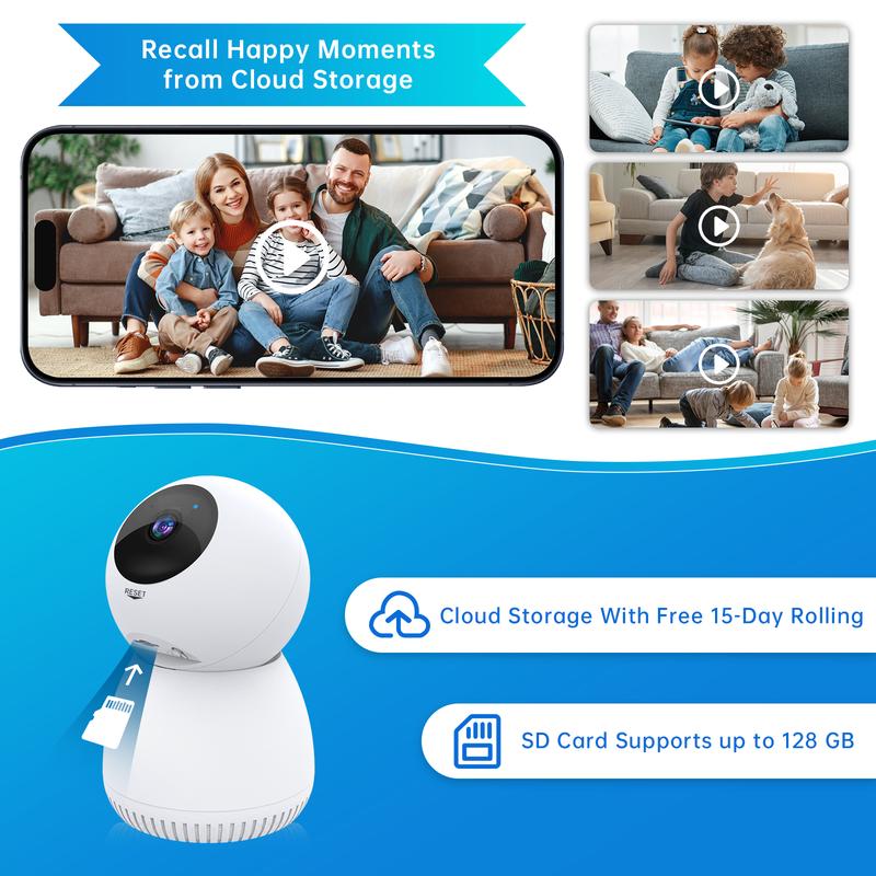 Noahtec Security Camera Snowman with 355° Pan Tilt, 2MP, Night Vision, and Human Pet Motion Detection