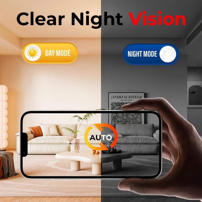 1pc MiniGuard HD WiFi Security Camera, Indoor Outdoor Wireless Mini Cam with Motion Detection, Alarm Push Notifications, Loop Recording, Manual Exposure Control, Optical Image Stabilization, TF Card Slot, AVI Format - Easy Setup, No Battery