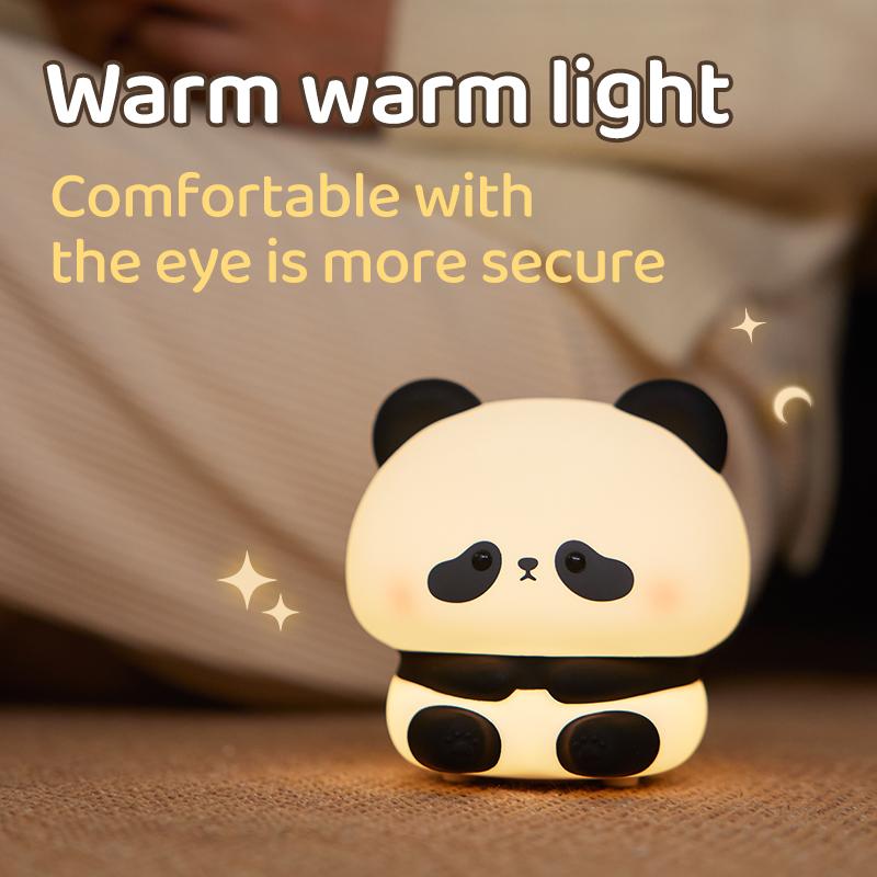 Cute Panda Design Silicone Table Night Light for Summer, Cartoon Animal Shaped USB Rechargeable LED Lights for Bedroom, Room Lights, Decorative Desk Eye Protection Lamp for Bedroom,?Indoor Lighting