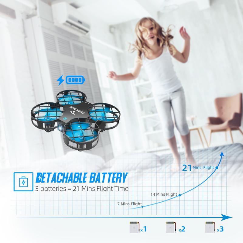 Snaptain H823H 3 Inch Mini Drone One Key Take Off Landing Spin Flips RC Small Drones for Beginners Pocket Quadcopter Flying Mini Drone, Blue Accessories