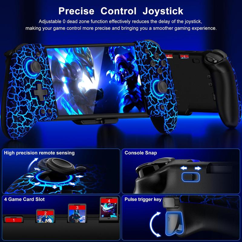 ESYWEN Switch Controllers for Switch OLED, Upgrade Hall Effect Joystick with Handheld Grip RGB Double Motor Vibration Accessories Console