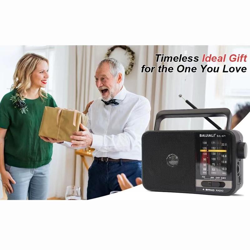 baiJiali BJL-671 Portable Radio, Rechargeable Radio with 360° Rotatable Antenna, Transistor Radio with Loud Speaker, Radio for Indoor, Outdoor and Emergency Use