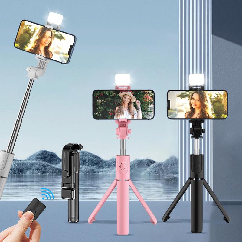 Portable Selfie Stick Tripod, 360-Degree Rotatable Live Streaming Selfie Stick with Remote Control, Selfie Accessories for Travel, Outdoor, Party