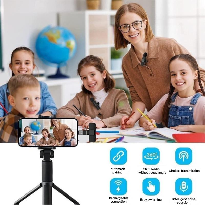 Wireless Lavalier Microphone Compatible with iPhone iPad Android Phone Laptop, Plug-Play Lapel Clip-On Mic with Noise Reduction for Video Recording Live Steam Interview TikTok YouTube