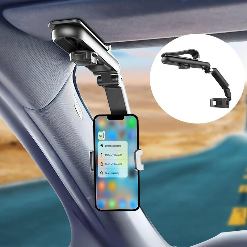 Foldable Car Phone Holder, Clip-on Design 1080° Rotatable Car Phone Holder, Universal Car Interior Accessories for Most Smartphones