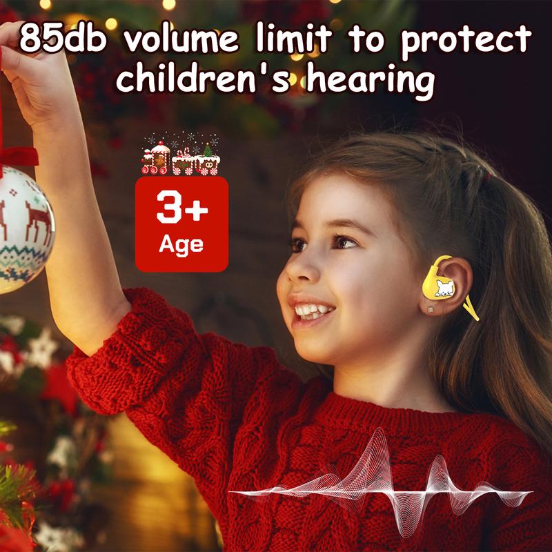 Kids Headphones, Children's Christmas Gift, LK15 Open Ear Bluetooth Headphones with Air Conduction, Ultra-light, 85dB Volume Limiting Wireless headphone for Children Teens Boys Girls, Blue Purple Yellow