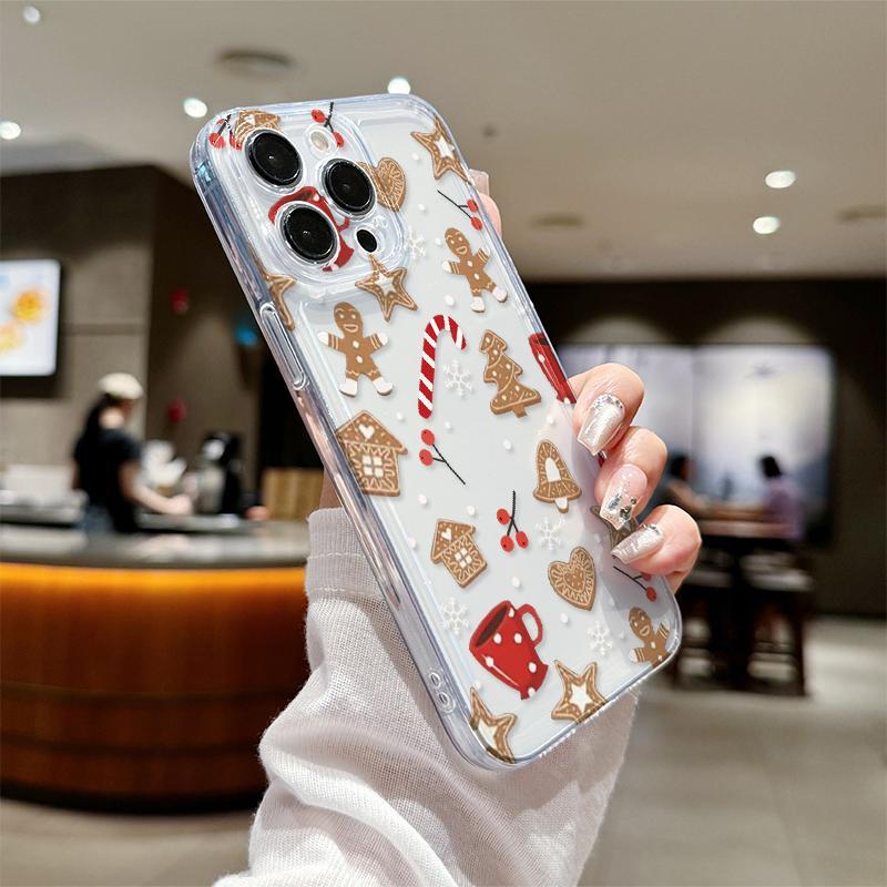 Cute Christmas Themed Pattern Clear Phone Case, Decorative Stocking Filler Phone Protector Cover, Fashion Phone Accessories Compatible with iPhone 11 12 13 14 15 Pro Max