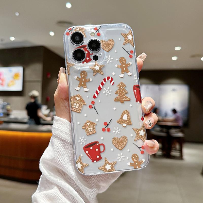 Cute Christmas Themed Pattern Clear Phone Case, Decorative Stocking Filler Phone Protector Cover, Fashion Phone Accessories Compatible with iPhone 11 12 13 14 15 Pro Max