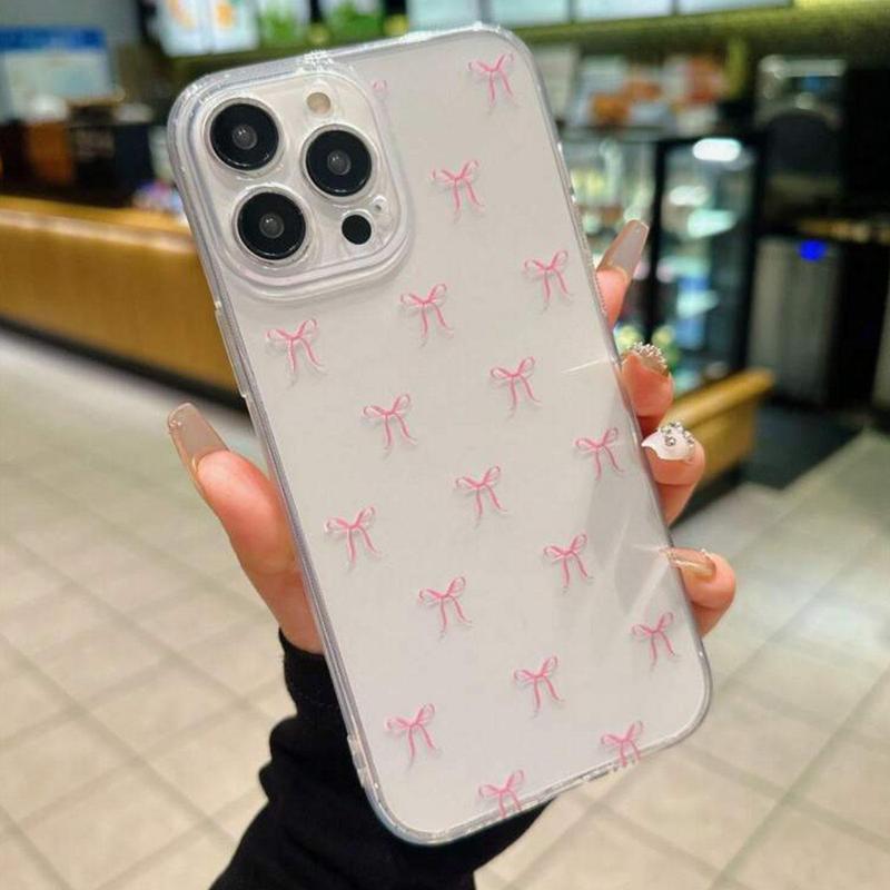 Cartoon Cute Bowknot Pattern Phone Case, Anti-drop Decorative Phone Protector Cover, Phone Accessories Compatible with iPhone Series