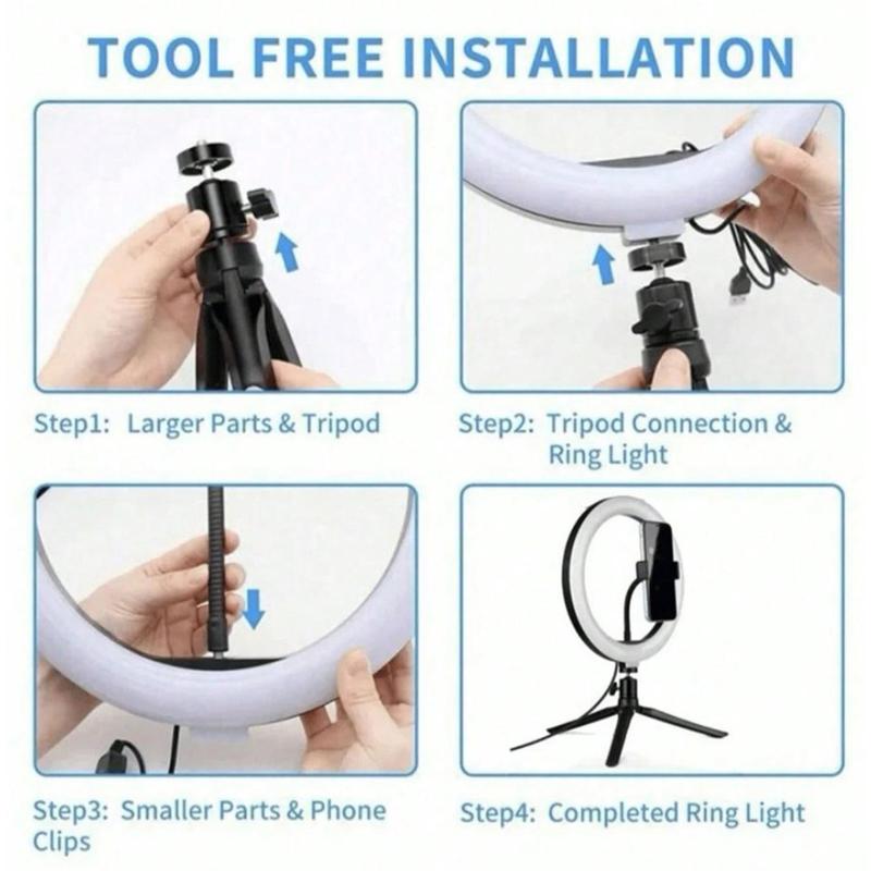 10 Inch Selfie Ring Light with Rotatable Tripod Stand & Phone Holder, Selfie Ring Light with Remote Control, Mobile Phone Accessories for Live Streaming, Vlogging