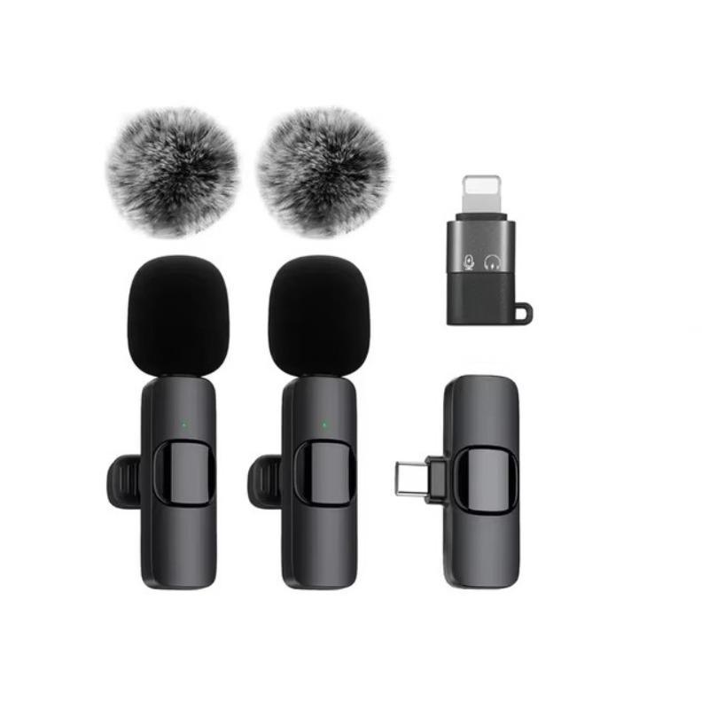 Wireless Lavalier Microphone, Rechargeable Microphone, Cordless Omnidirectional Condenser Recording Mic for Video Recording, Teaching, Interviews