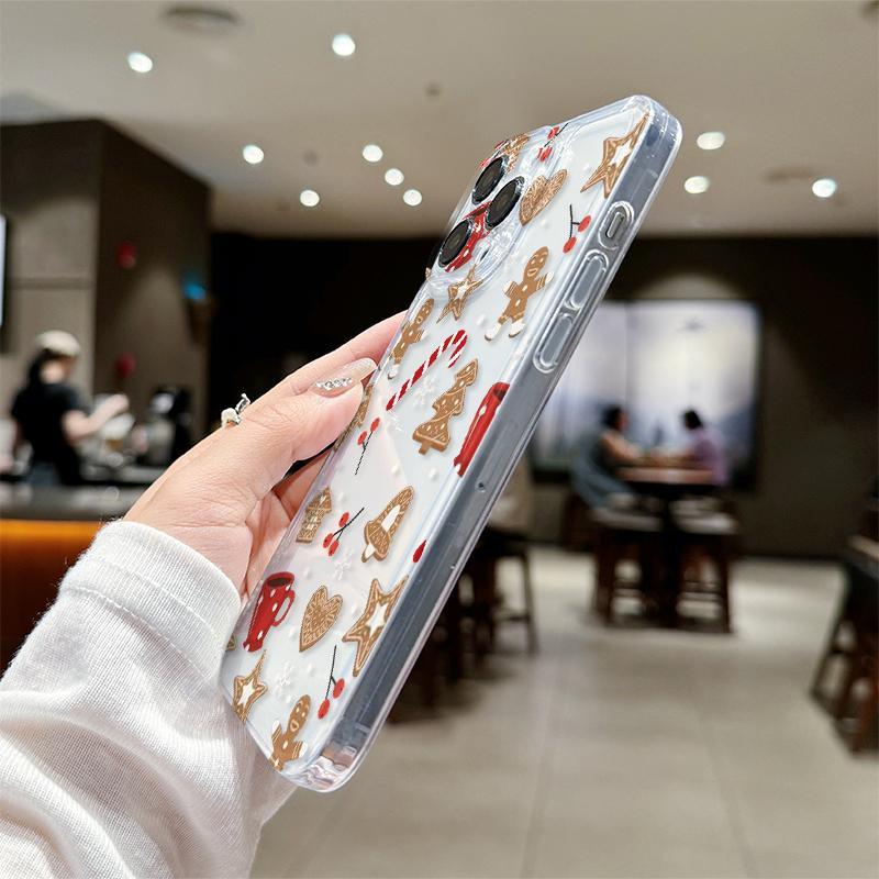 Cute Christmas Themed Pattern Clear Phone Case, Decorative Stocking Filler Phone Protector Cover, Fashion Phone Accessories Compatible with iPhone 11 12 13 14 15 Pro Max